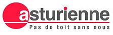 Logo Asturienne: le nom gris avec un point rouge sur le 'i'. La lettre 'a' blanche est intégrée dans un grand cercle rouge. Slogan: Pas de toit sans nous.